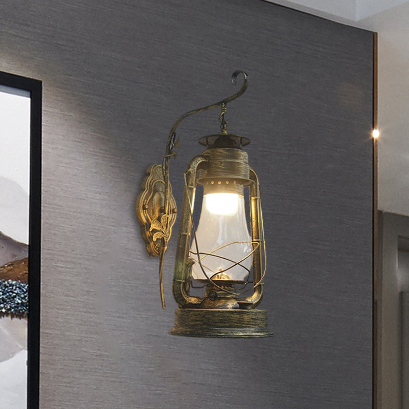 Rynx | 1 Bulb Kerosene Wall Mounted Light Fixture Coastal Style Black/Bronze/Copper Clear Glass Lighting