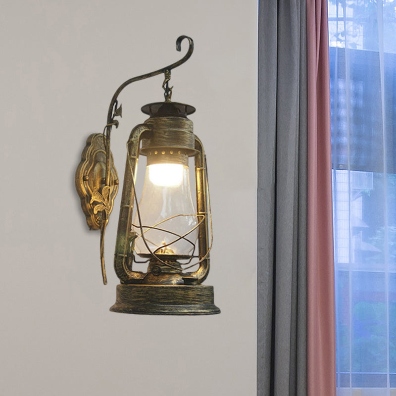 Rynx | 1 Bulb Kerosene Wall Mounted Light Fixture Coastal Style Black/Bronze/Copper Clear Glass Lighting
