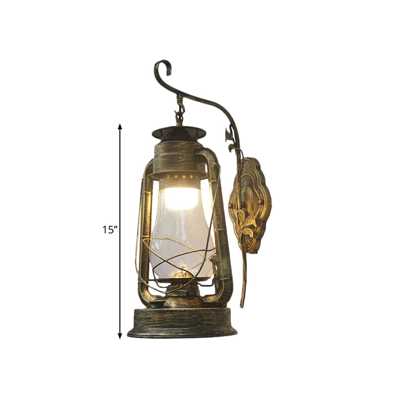 Rynx | 1 Bulb Kerosene Wall Mounted Light Fixture Coastal Style Black/Bronze/Copper Clear Glass Lighting