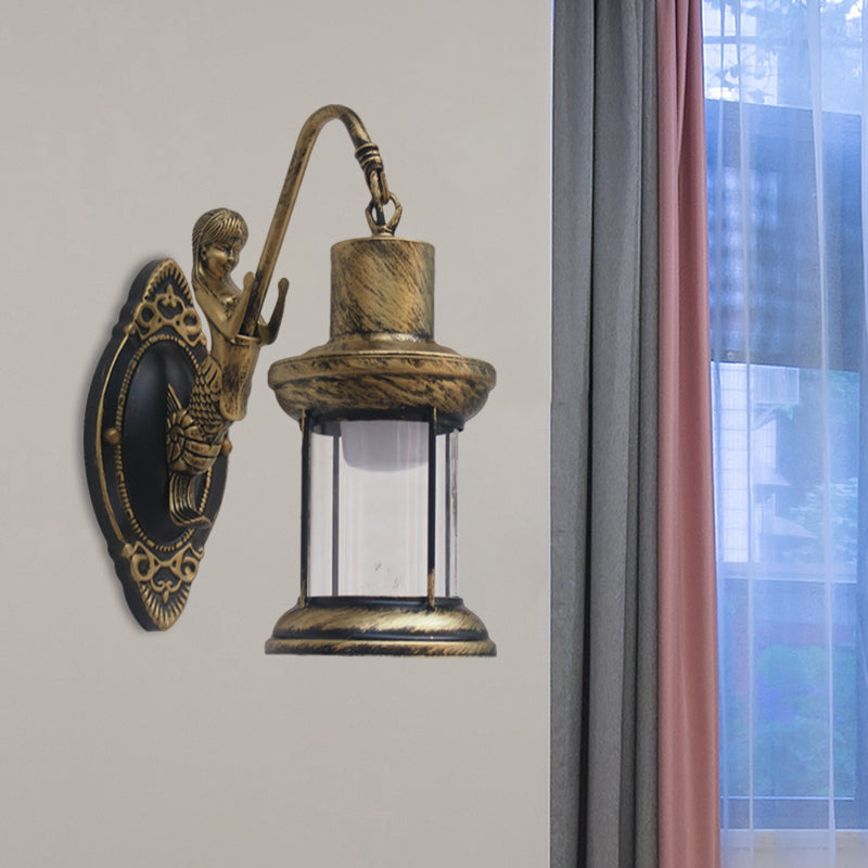Rynx | Clear Glass Black/Bronze/Copper Wall Light Kerosene 1-Light Vintage Style Wall Lamp Light for Outdoor