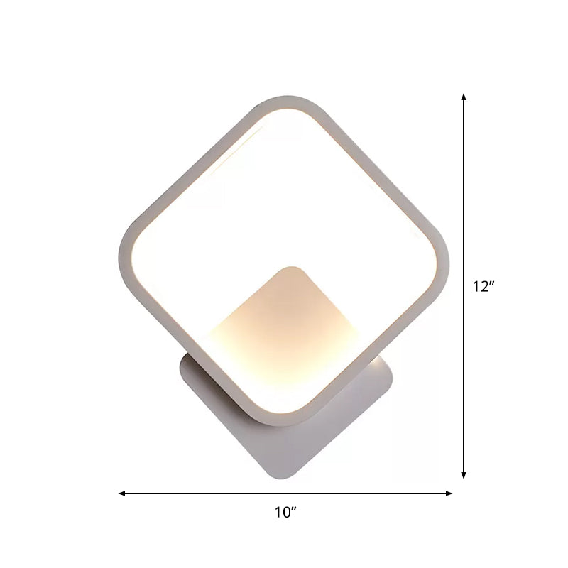 Rynx | Fillet Square Ring Acrylic Wall Light Simplicity White LED Wall Mounted Lamp in Warm/White Light, 10"/12" Wide