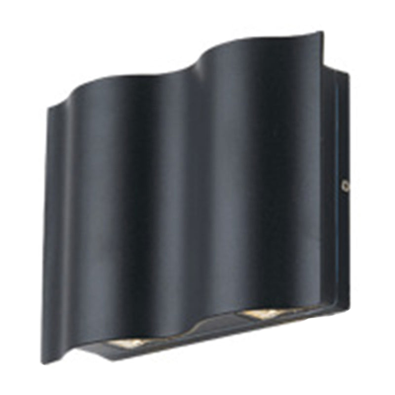 Rynx | 2/4/6-Light Patio LED Wall Light Modern Black Surface Mounted Wall Light with Wavy Metal Shade, Warm/White Light