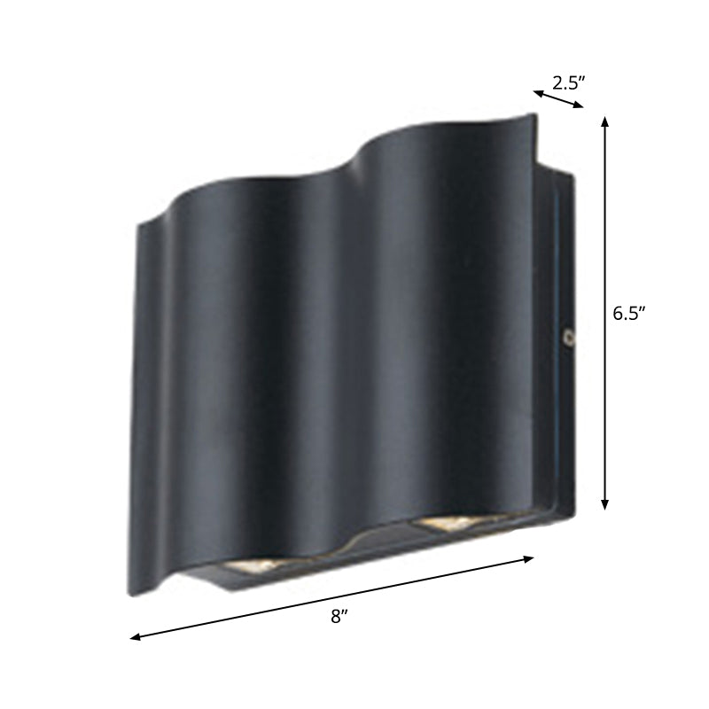 Rynx | 2/4/6-Light Patio LED Wall Light Modern Black Surface Mounted Wall Light with Wavy Metal Shade, Warm/White Light