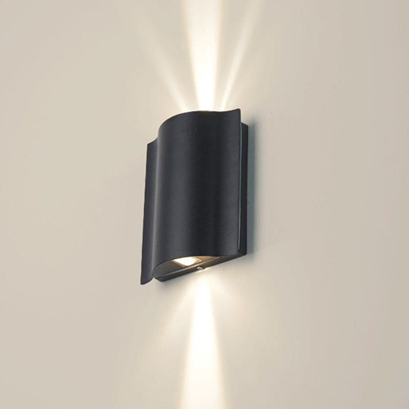 Rynx | 2/4/6-Light Patio LED Wall Light Modern Black Surface Mounted Wall Light with Wavy Metal Shade, Warm/White Light