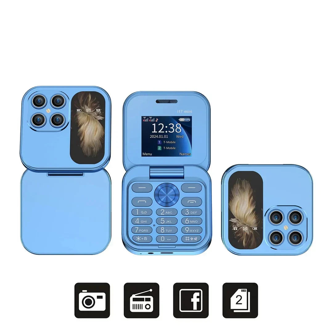 RYNX | 2024 New Mini Flip Phone i17pro Blue