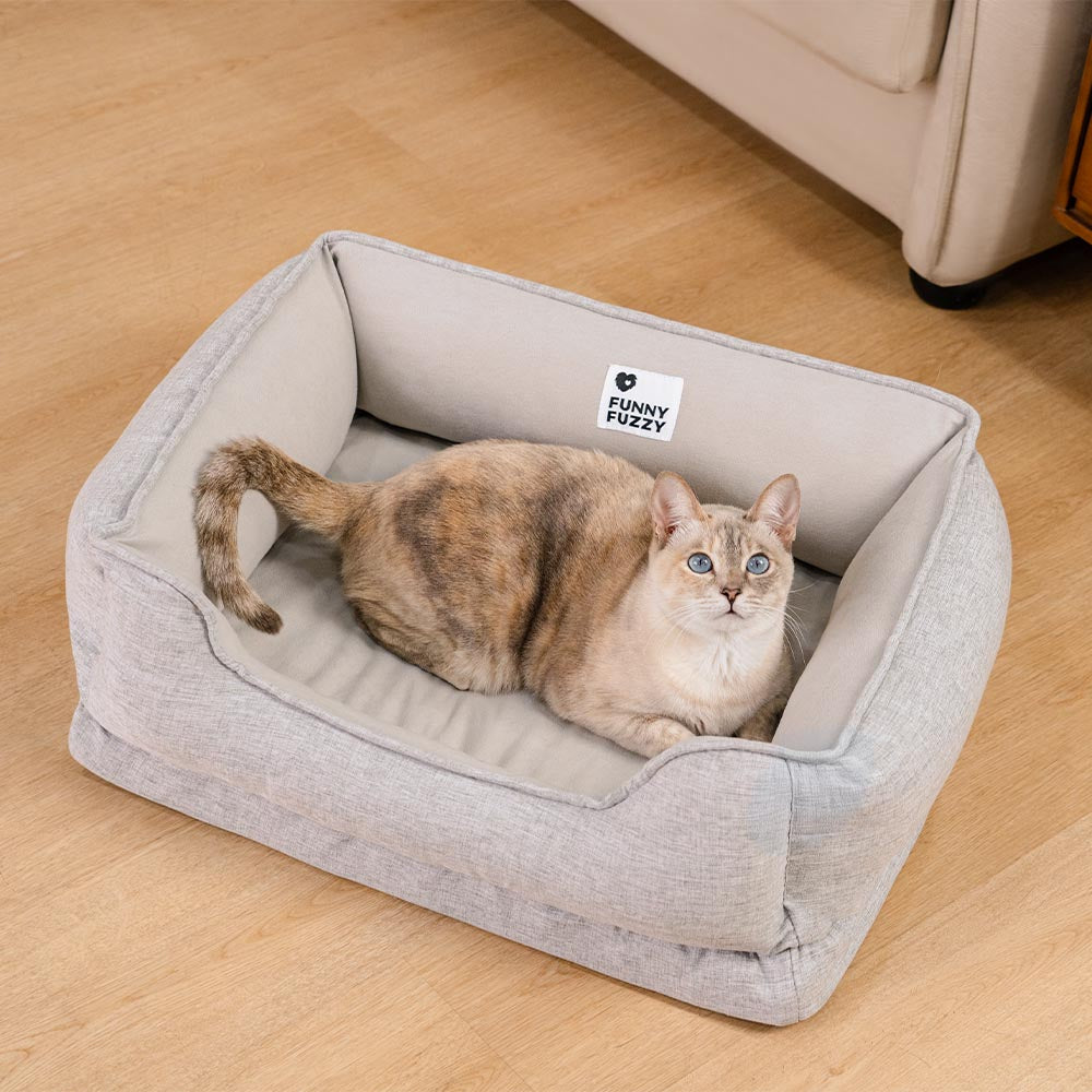 RYNX | Non-Slip Bolster Cat Bed - Cloudy Dream Grey