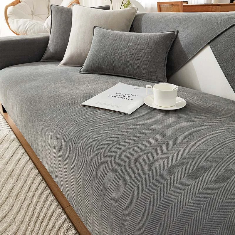 Rynx | Herringbone Chenille Fabric Furniture Protector Sofa Cover