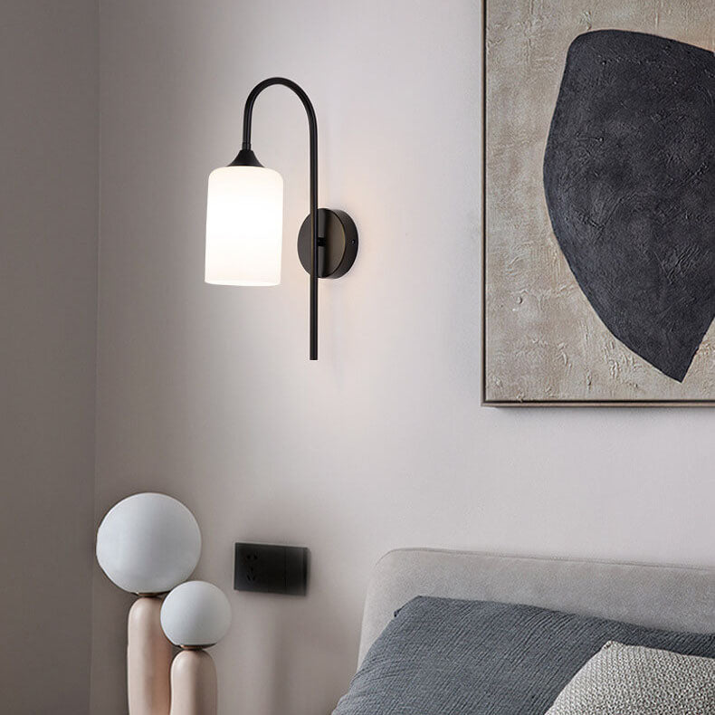 Rynx | GlintArc Wall Lamp | Minimalist Cylinder Glass Design | Flexible Arm | 1-Light Wall Light for Stylish Spaces