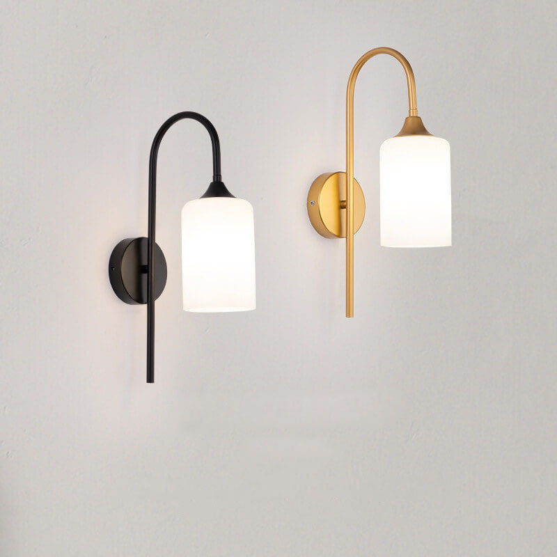 Rynx | GlintArc Wall Lamp | Minimalist Cylinder Glass Design | Flexible Arm | 1-Light Wall Light for Stylish Spaces