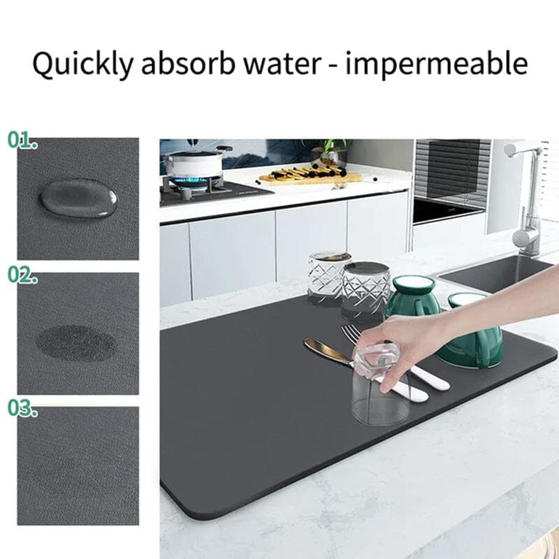 Rynx | Kitchen Super Absorbent Draining Mat, Quick Drying Dish Coffee Mat