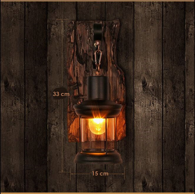 RYNX | Lichtglas – Cylinder Wall Lamp With Glass Base, Iron And Wood