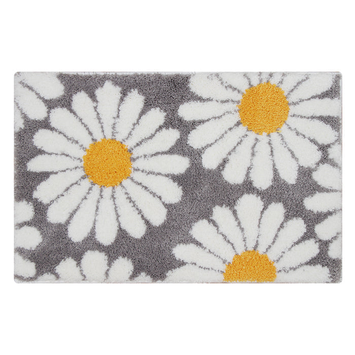 Rynx | Sweet Daisy Bath Mat, Yellow Flower Design Bathroom Rug, 16"x24"