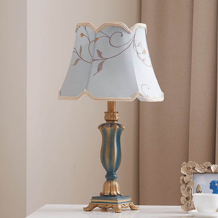 Rynx | Round Fabric Resin Base Classic 1-Light Table Lamp