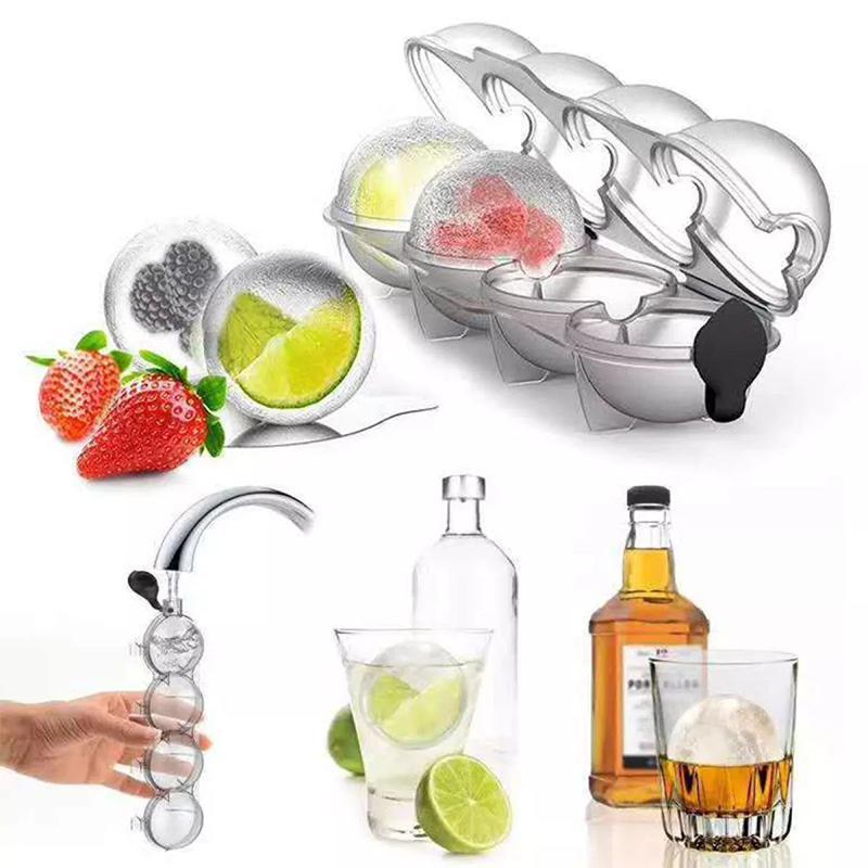 Rynx | Round Cylindrical Ice Ball Maker - 4 Perfect Refreshing Ice Sphere Cubes