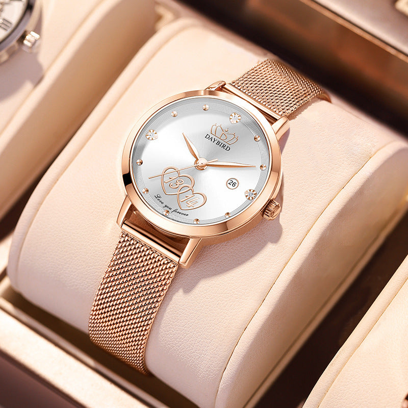 Rynx | Lifelong Valentine's Day Women's Japanese Movement Calendar Quartz Watch