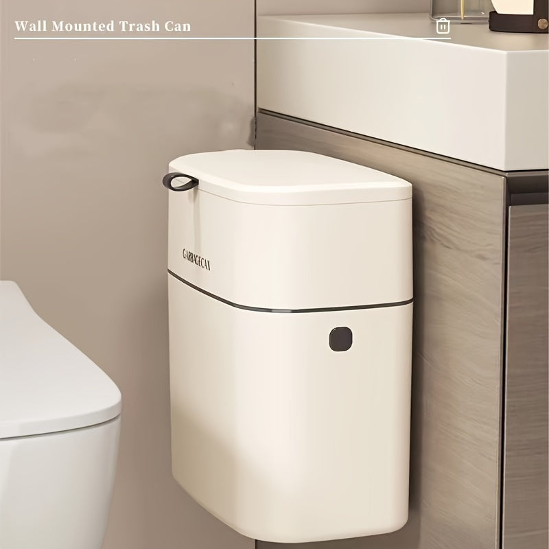 Rynx | Slimline Wall Mounted Trash Can – High-Capacity, Aesthetic Design with Lid, Space-Saving Garbage Can for Living Room, Toilet & Kitchen