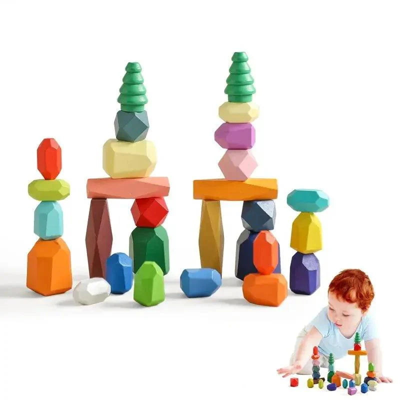 Rynx | Colorful Wooden Building Blocks Set for Creative Learning and Logical Development