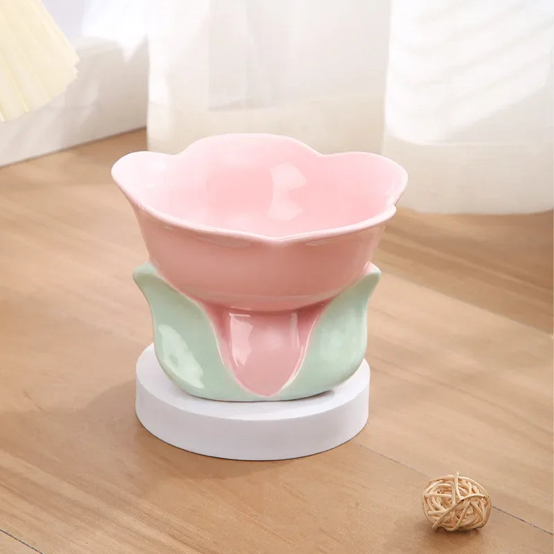 Rynx | Flower-shaped Raised Ceramic Cat Bowl