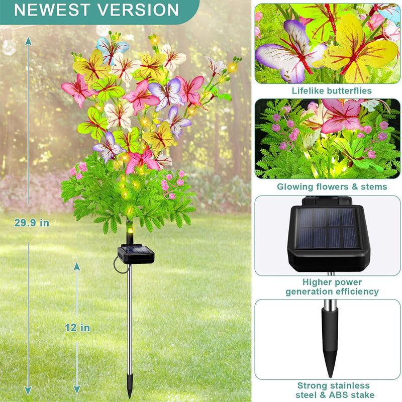 Rynx | 2 Pack - Solar Powered LED Butterfly Stake Light