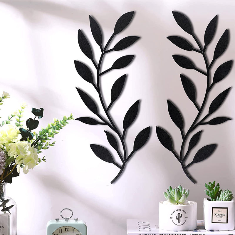 Rynx | 2 Pcs - Olive Leaf Branch Metal Wall Decor