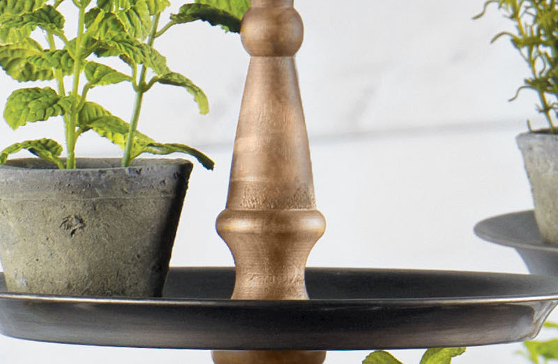 Rynx | Natural wood and metal step boutique stand