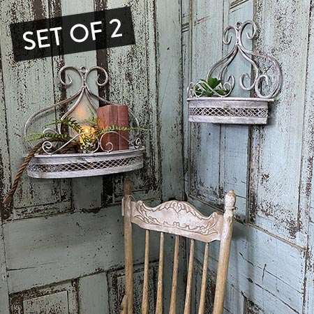 Rynx | Ornate metal scroll wall planters, set of 2