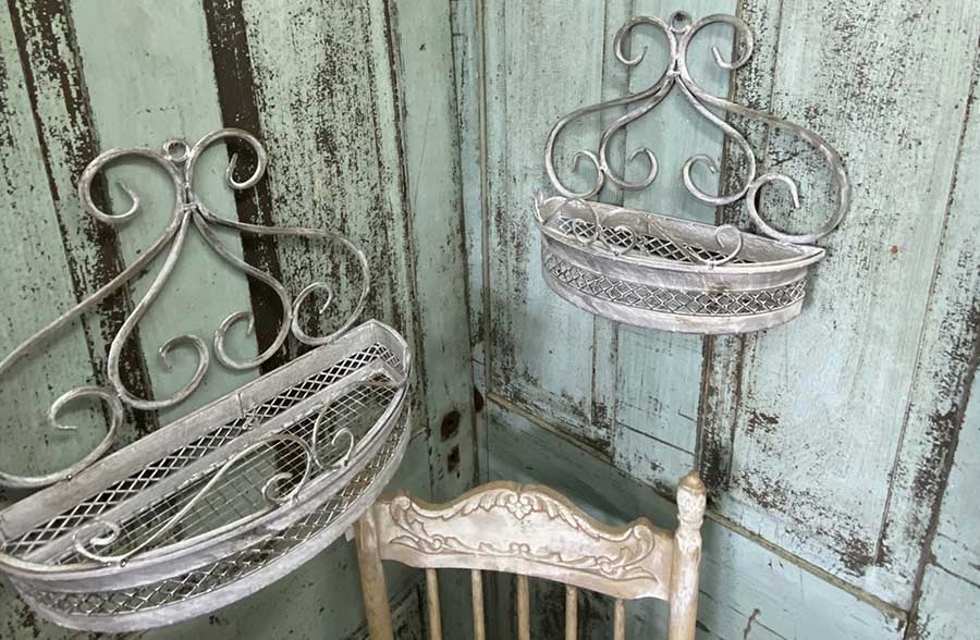 Rynx | Ornate metal scroll wall planters, set of 2