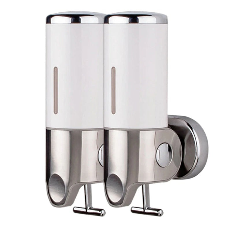 RYNX | Soap Holder & Dispenser Wall Mounted Stainless Steel Bathroom Shower Soap Dispenser Pump White Double