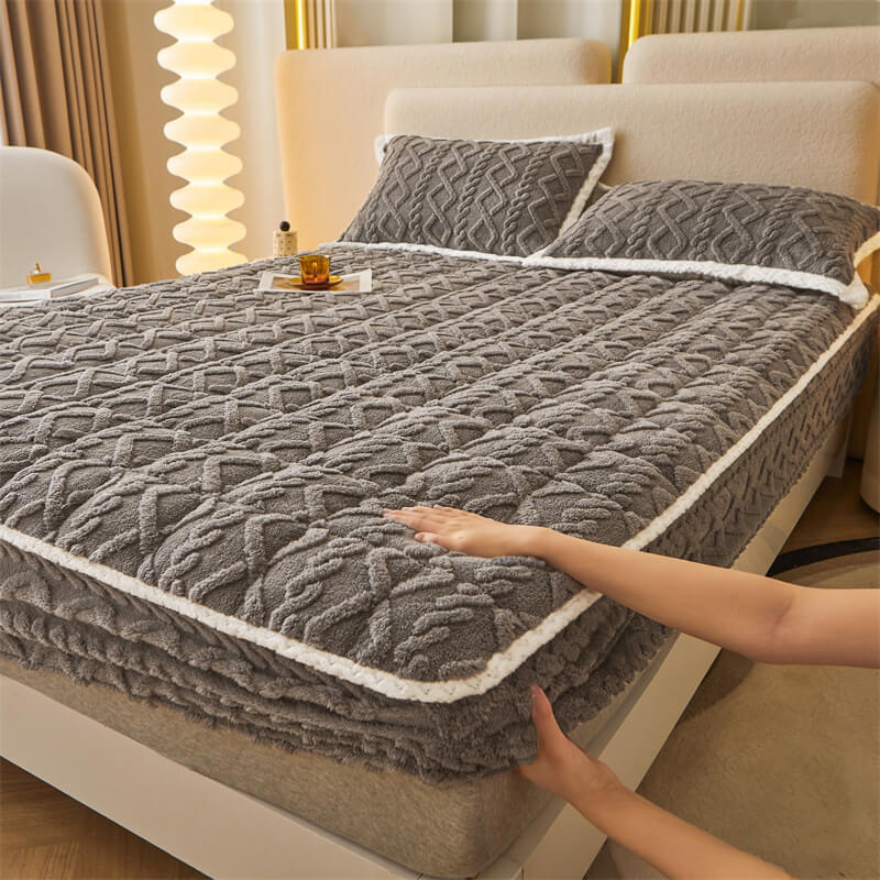 RYNX | Fluffy Fitted Sheet Mattress Cover Grey