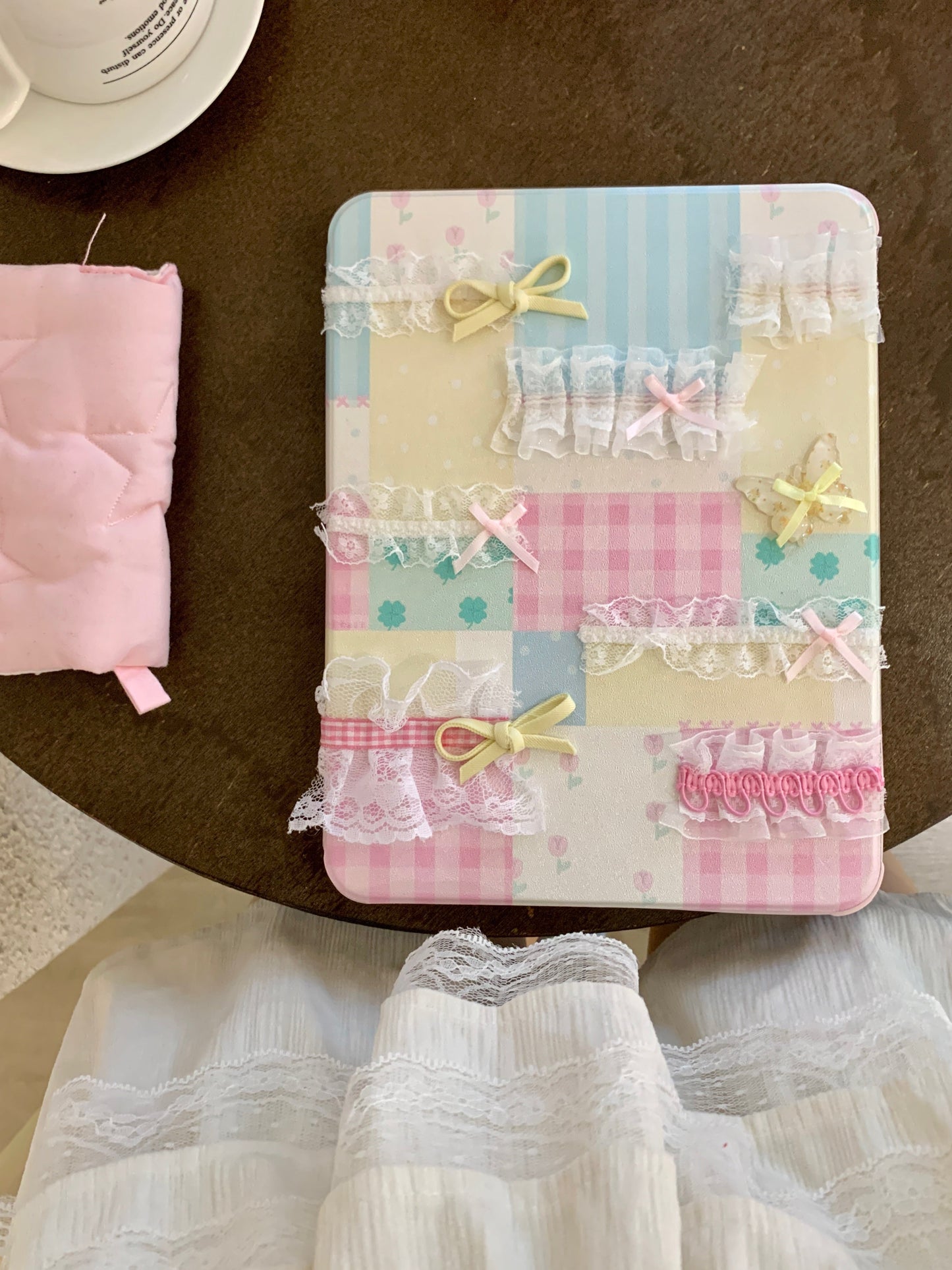 Rynx | Pastel Patchwork Lace iPad Case – Sweet Bows, Stand Case