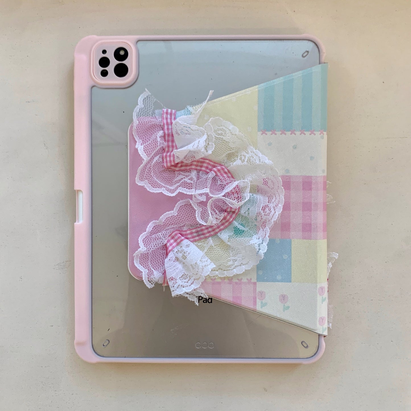 Rynx | Pastel Patchwork Lace iPad Case – Sweet Bows, Stand Case