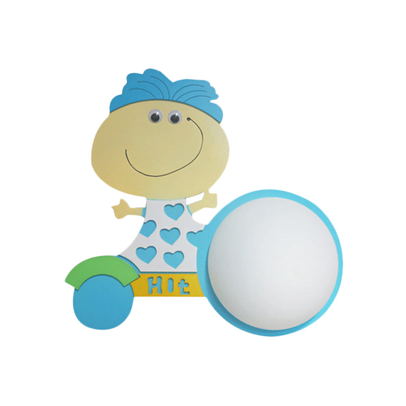 Rynx | Wood Cartoon Pattern Wall Lamp Contemporary LED Wall Lamp for Nursing Room Bedroom