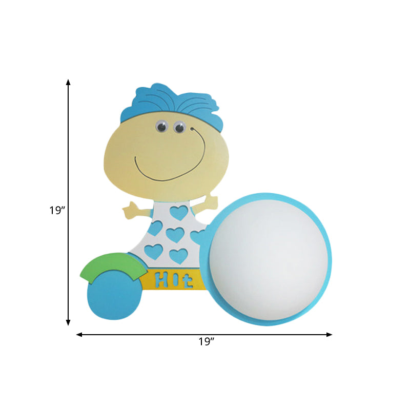 Rynx | Wood Cartoon Pattern Wall Lamp Contemporary LED Wall Lamp for Nursing Room Bedroom