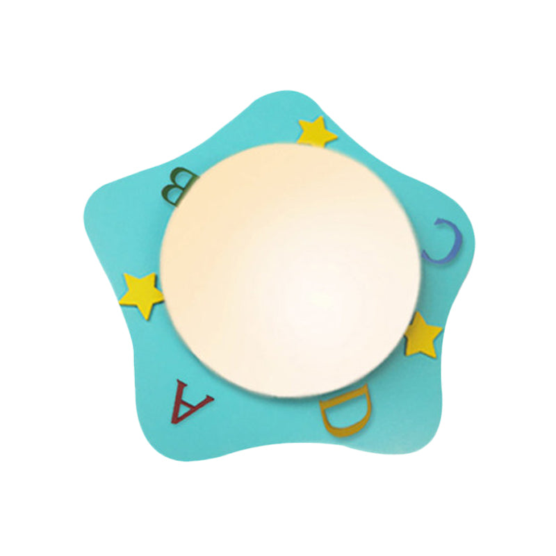 Rynx | Wood Cartoon Pattern Wall Lamp Contemporary LED Wall Lamp for Nursing Room Bedroom