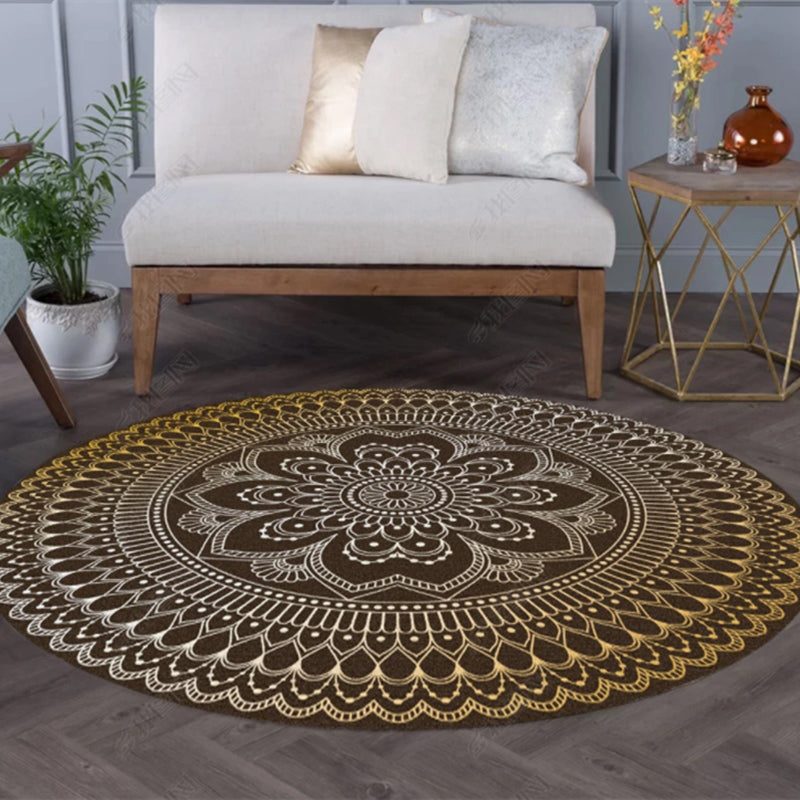 Rynx | Chic Tribal Patterned Rug Multi Colored Moroccan Rug Polyester Anti-Slip Backing Washable Pet Friendly Carpet for Bedroom