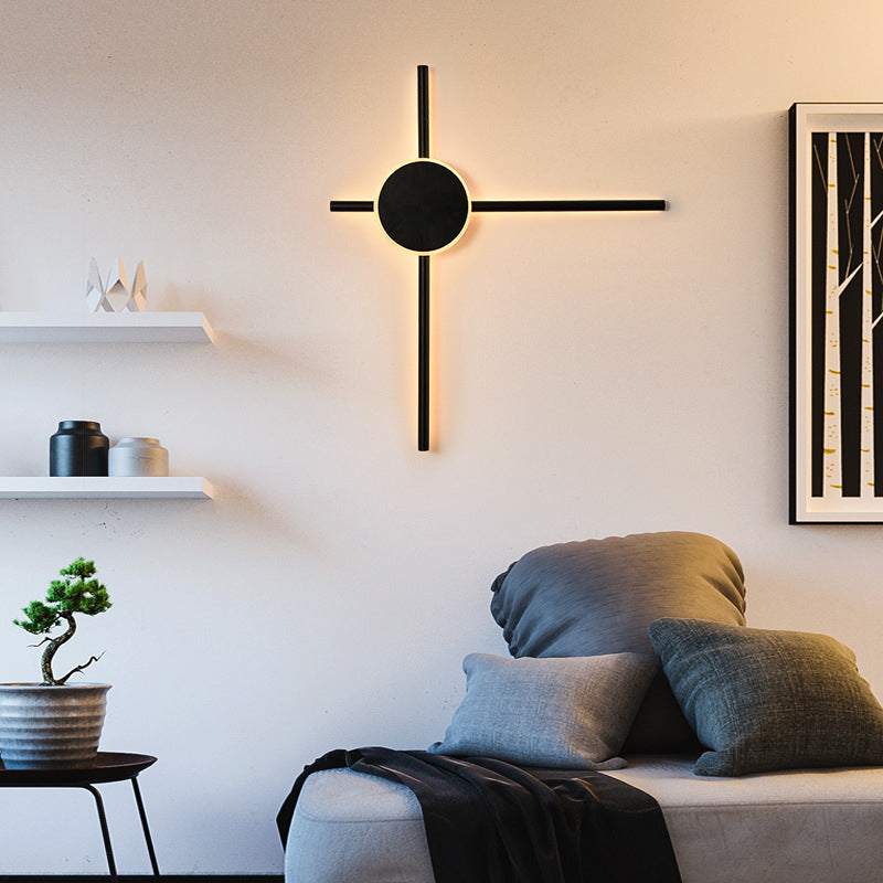 Rynx | Black Hour Hand Wall Sconce Light Minimalist Metal LED Wall Mount Lighting for Living Room