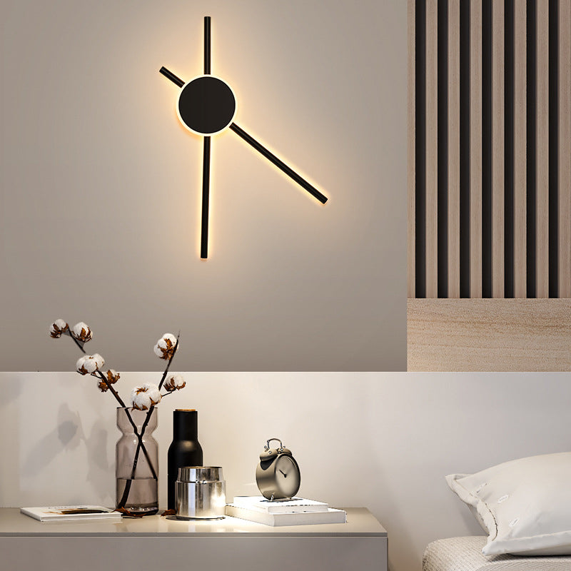 Rynx | Black Hour Hand Wall Sconce Light Minimalist Metal LED Wall Mount Lighting for Living Room