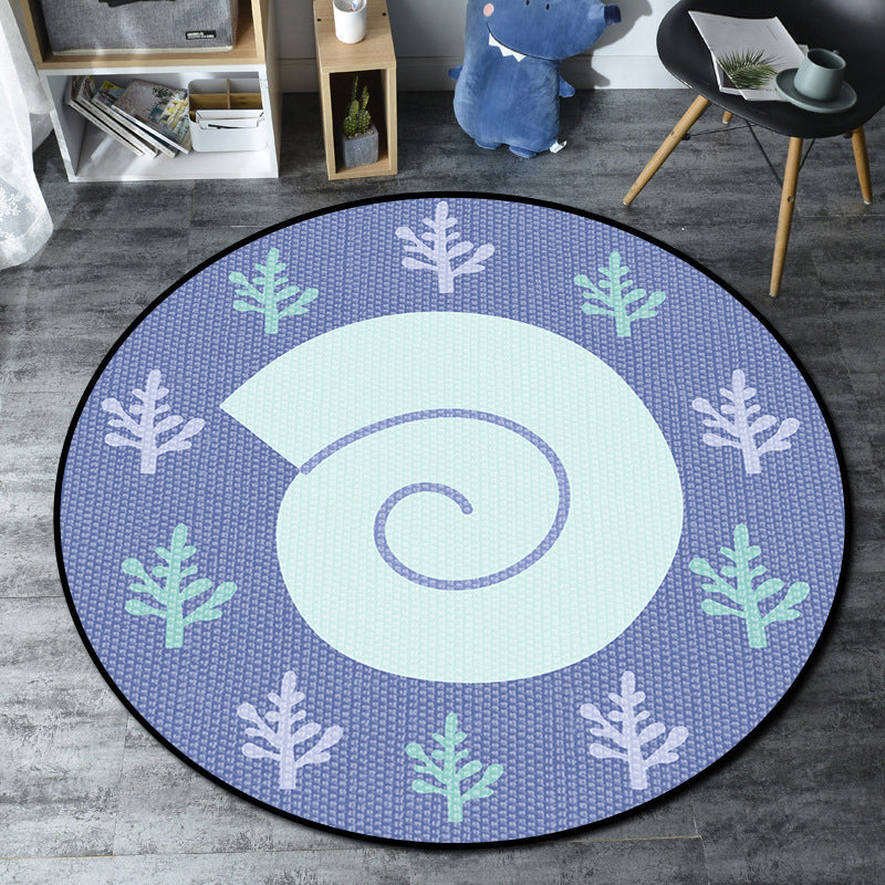 Rynx | Cartoon Kids' Room Rug Multicolored Sea Creatures Rug Synthetic Non-Slip Stain Resistant Washable Rug