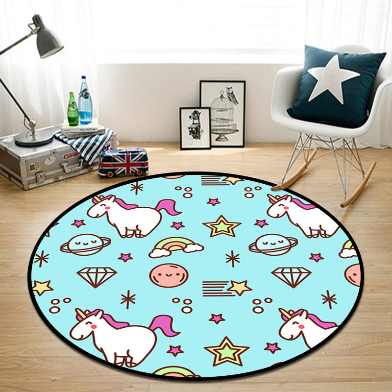 Rynx | Beautiful Multi Color Cartoon Rug Synthetic Scandinavian Rug Non-Slip Machine Washable Stain Resistant Carpet for Children’s Room