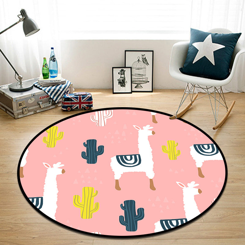 Rynx | Beautiful Multi Color Cartoon Rug Synthetic Scandinavian Rug Non-Slip Machine Washable Stain Resistant Carpet for Children’s Room