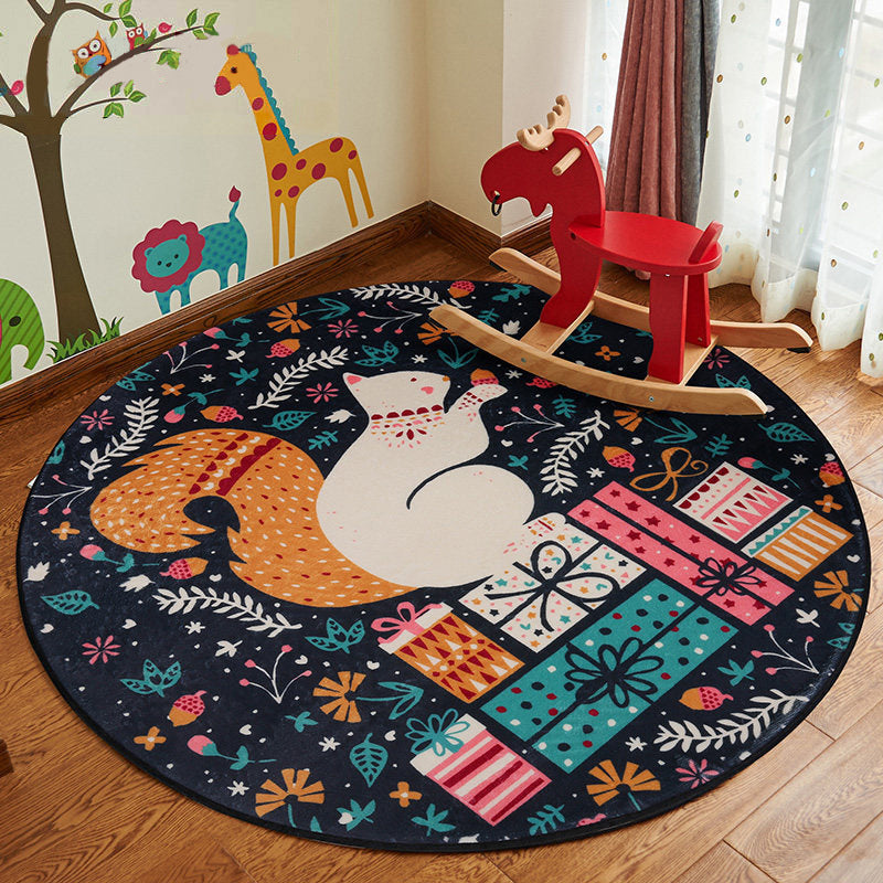 Rynx | Stylish Cartoon Rug Multicolor Fairy Tale World Rug Non-Slip Backing Machine Washable Stain Resistant Rug for Kindergarten