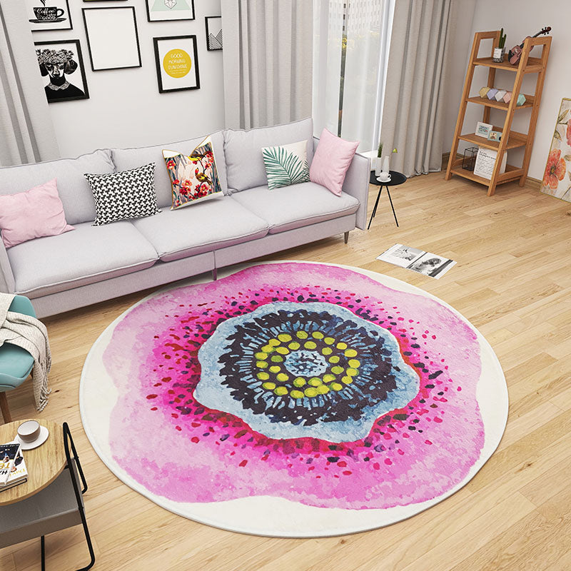 Rynx | Multicolored Bedroom Rug Children Flower Rug Cotton Machine Wash Animal Friendly Area Rug