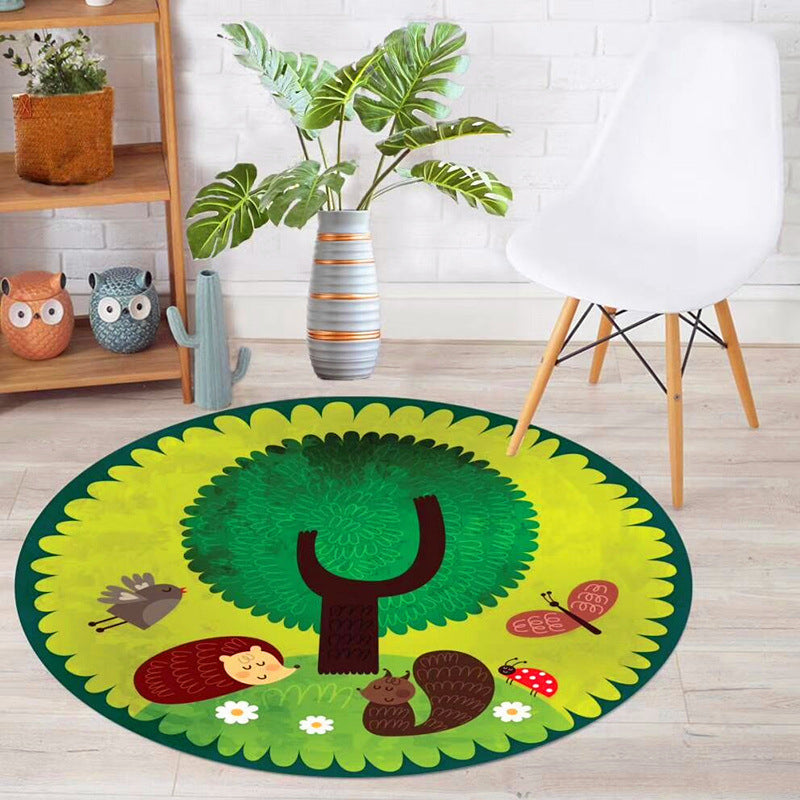 Rynx | Educational Cartoon Rug Multi Colored Pattern Carpet Machine Washable Pet Friendly Non-Slip Back Rug for Kids Room