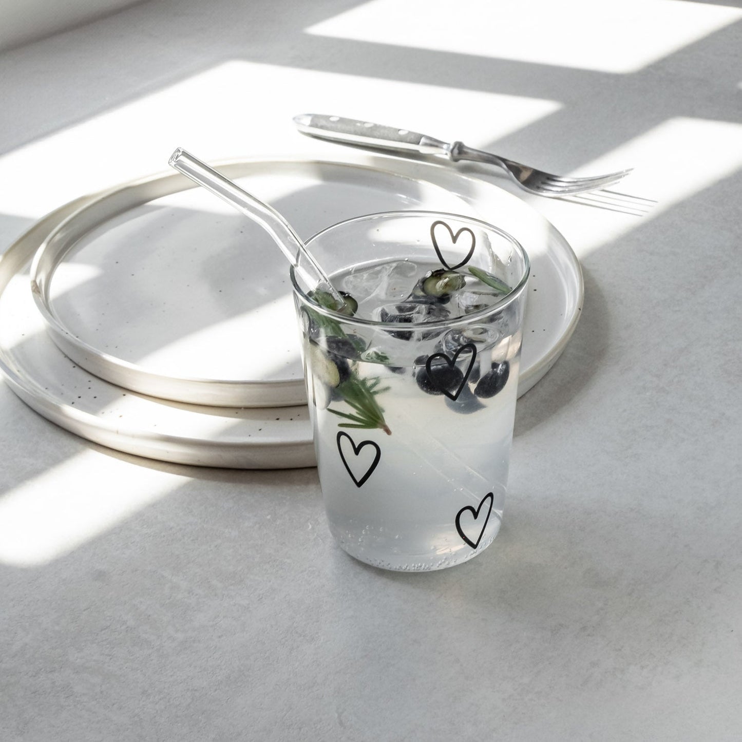 Rynx | Drinking Glass Hearts Black