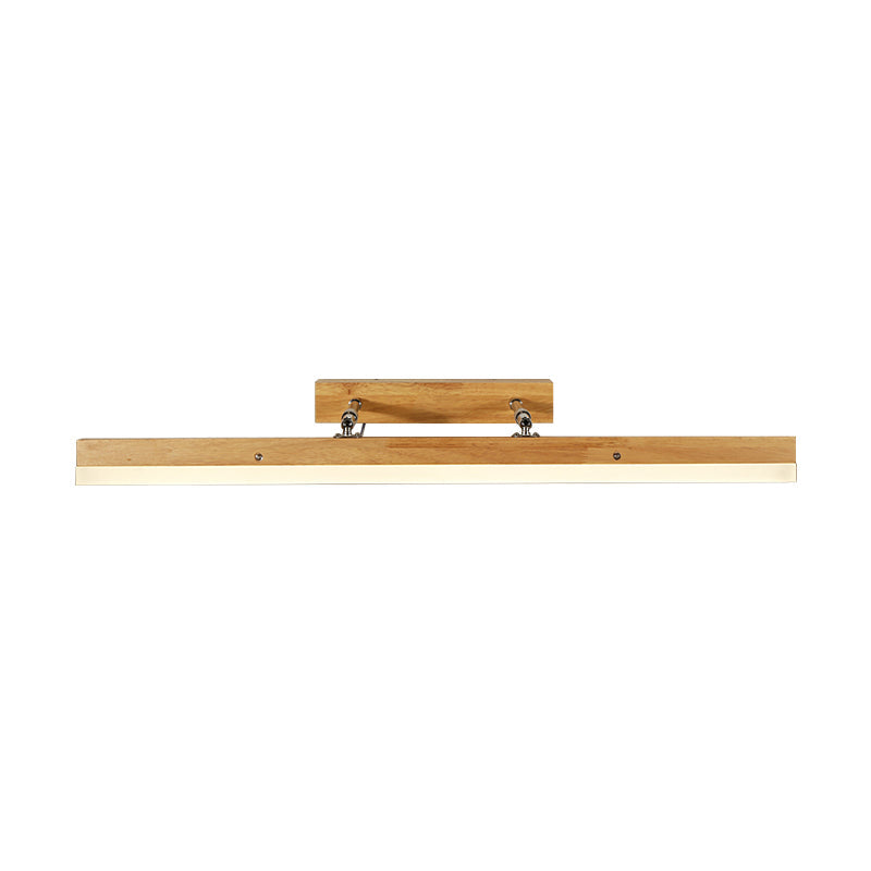 Rynx | Linear Vanity Light Contemporary Wood Led Beige Wall Mounted Vanity Lamp in White/Warm Light, 16"/23.5"/31.5" Wide