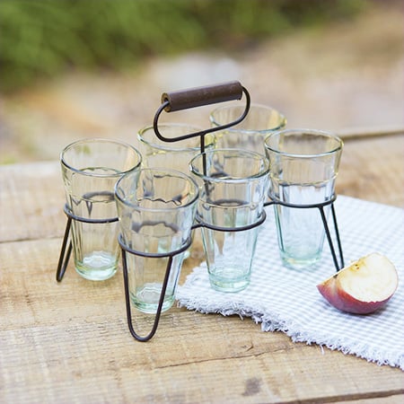 Rynx | Rustic parfait caddy with glasses