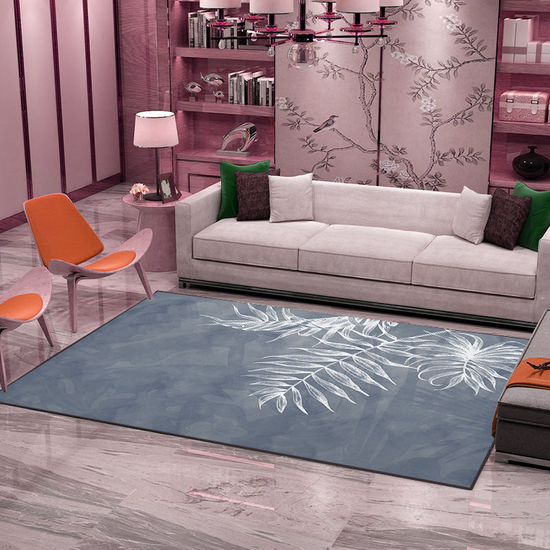 Rynx | Multi-Colored Plant Print Rug Polyester Nordic Carpet Stain Resistant Pet Friendly Non-Slip Rug for Family Room