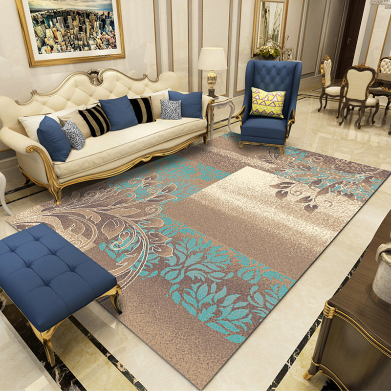 Rynx | Modern Botanical Rug Multi-Color Polypropylene Area Carpet Stain Resistant Anti-Slip Pet Friendly Rug for Room