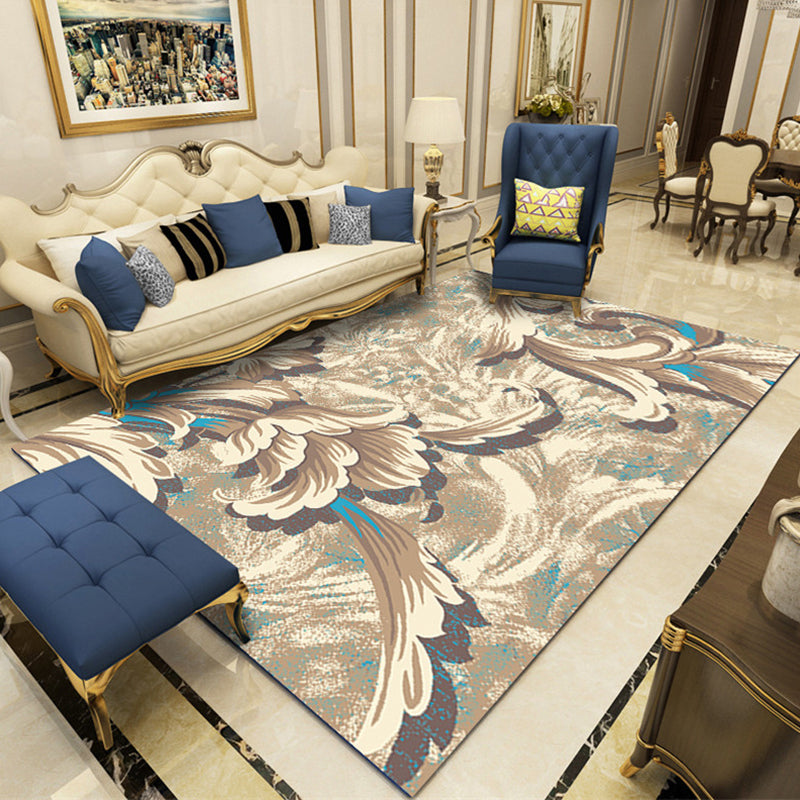 Rynx | Modern Botanical Rug Multi-Color Polypropylene Area Carpet Stain Resistant Anti-Slip Pet Friendly Rug for Room
