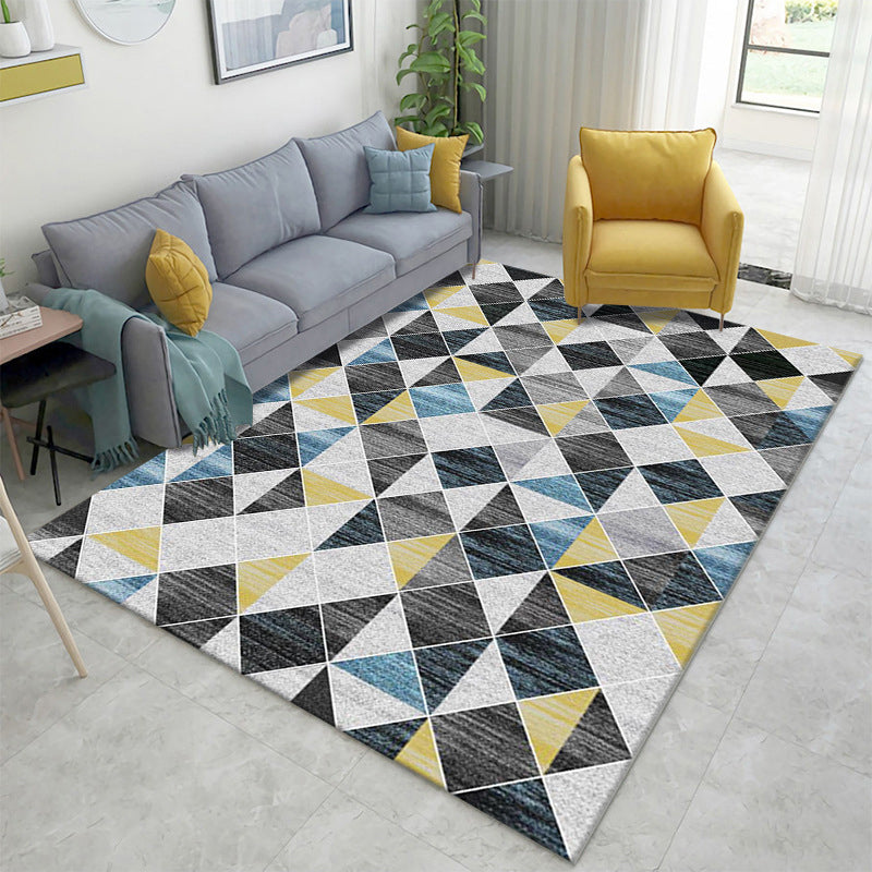 Rynx | Multicolor Home Decoration Rug Scandinavian Geometric Carpet Polyester Washable Anti-Slip Backing Stain Resistant Rug